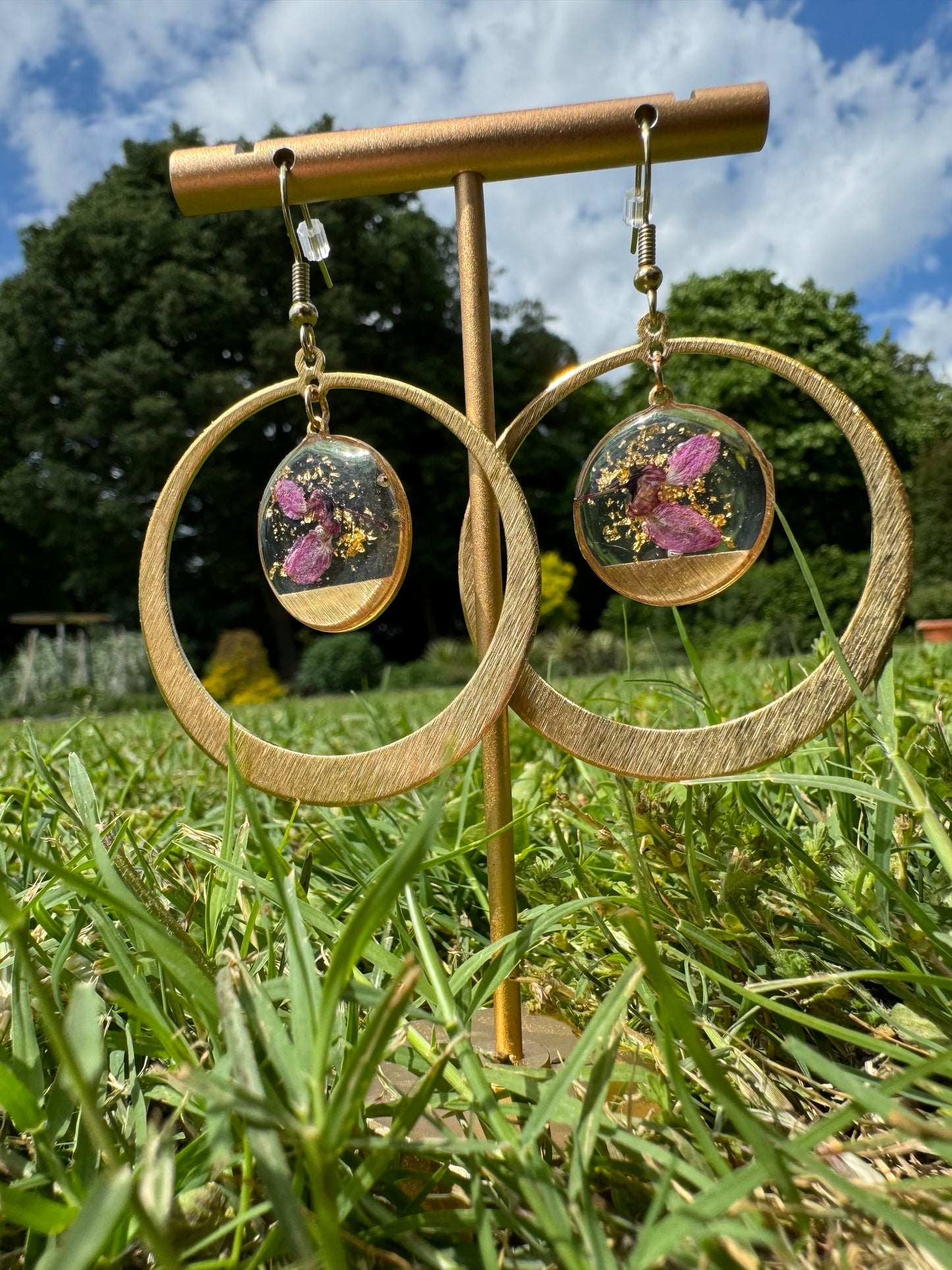 Redbud Hoops with Gold Foil