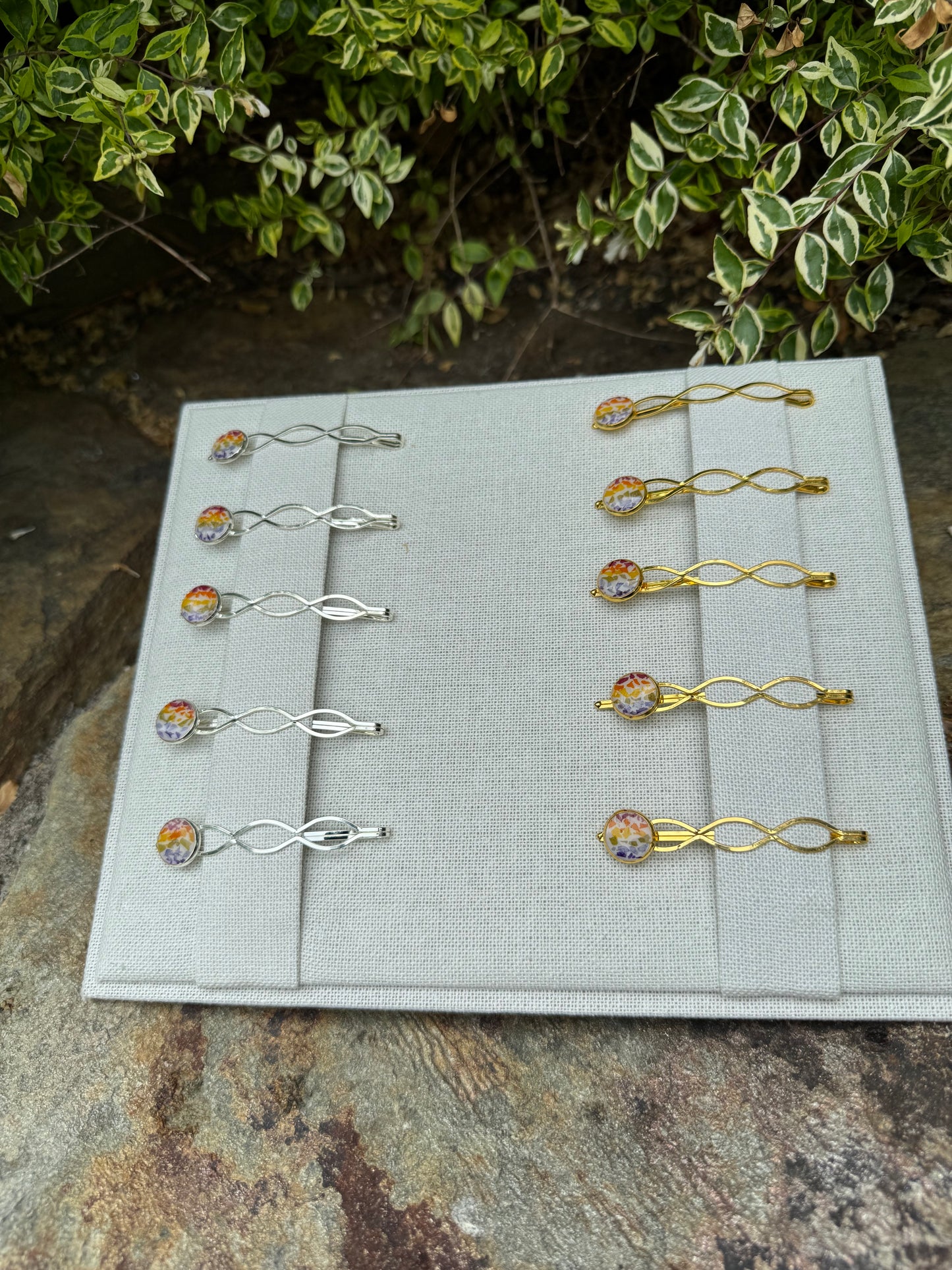 Rainbow Mosaic Hair Clip