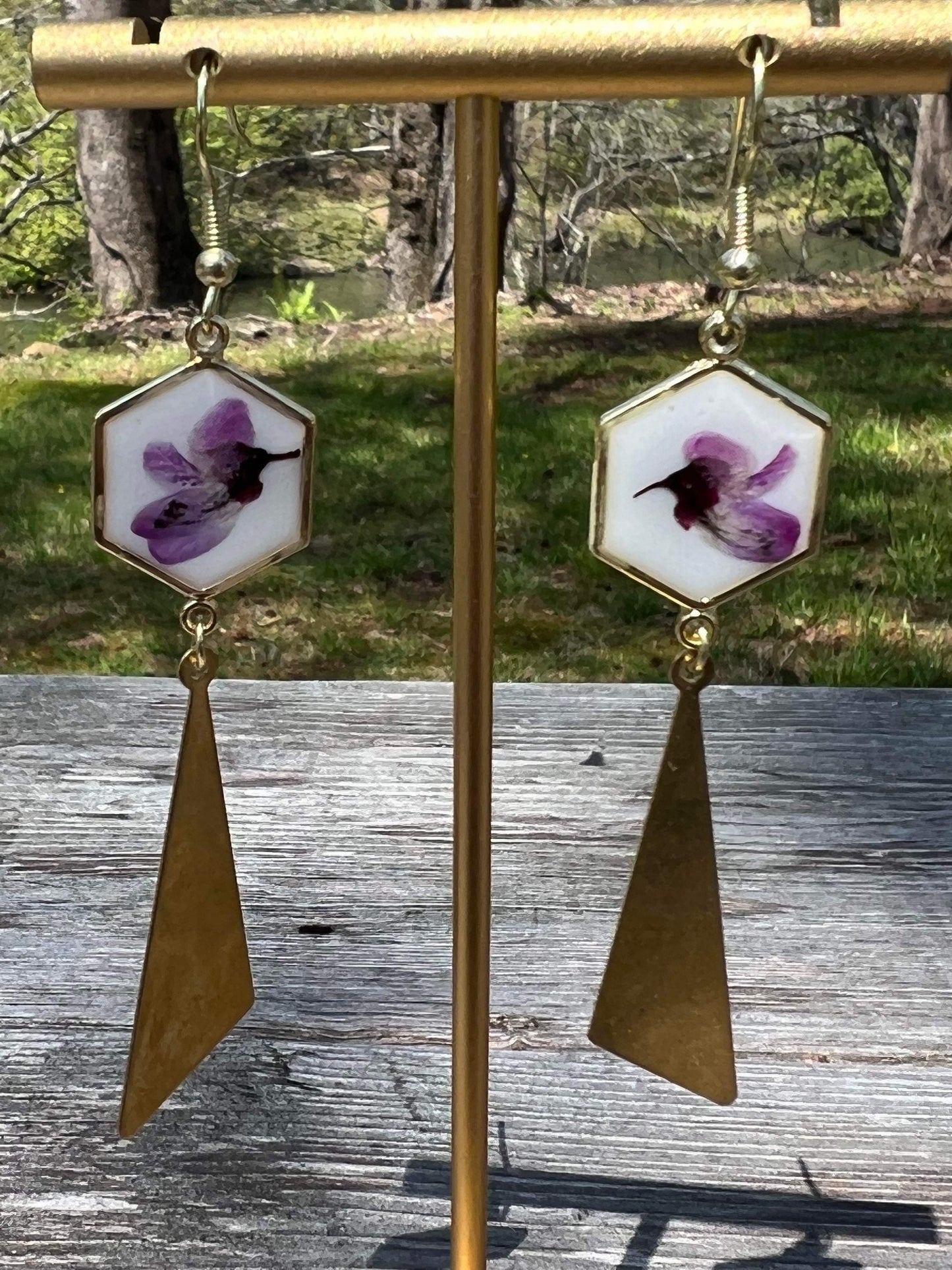 Honeycomb White Redbud Earrings