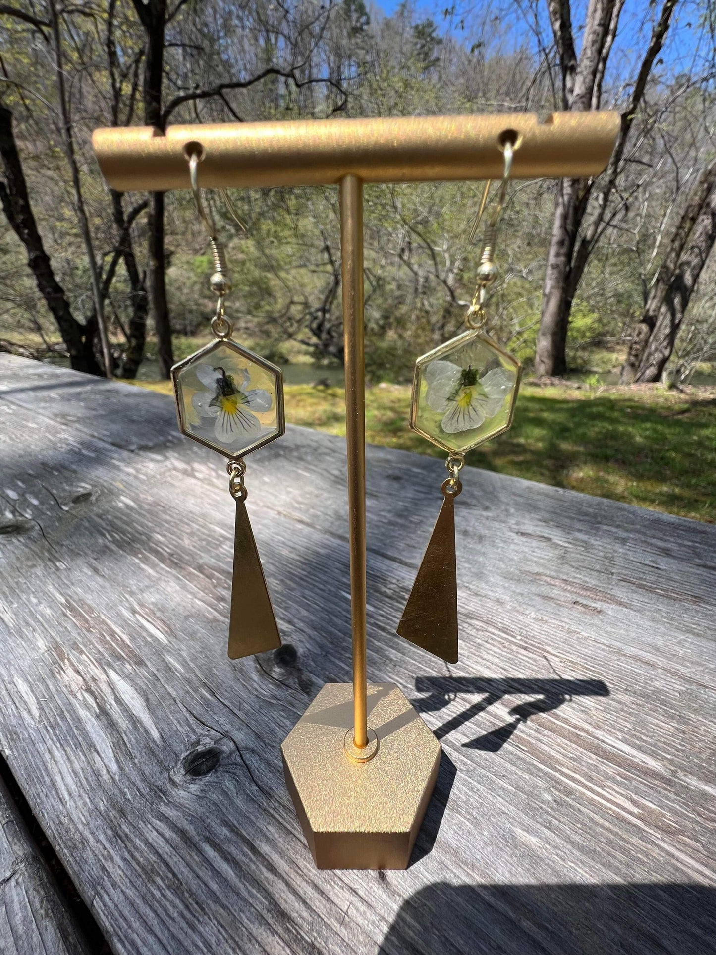 Honeycomb Field Pansy Earrings