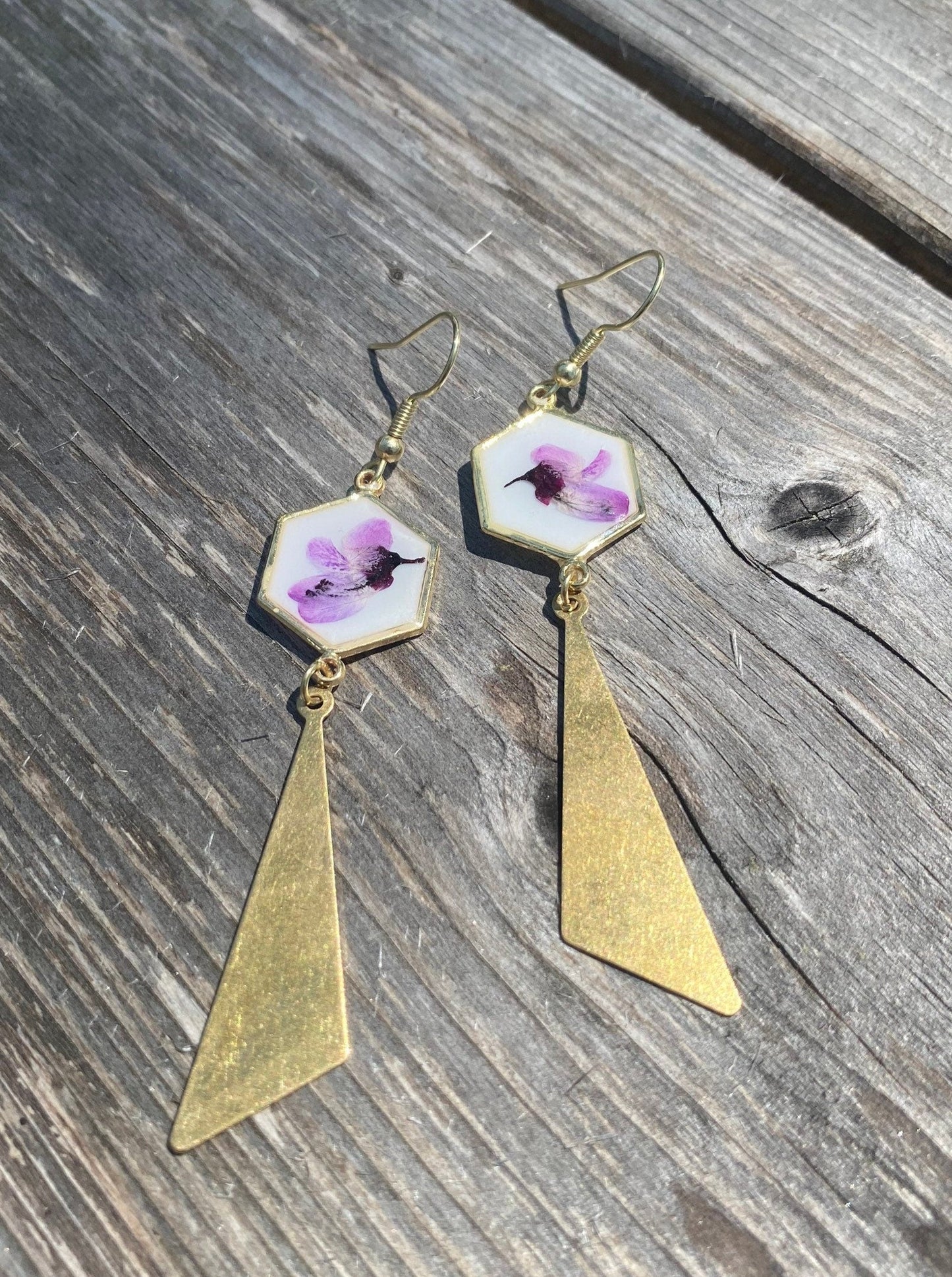Honeycomb White Redbud Earrings