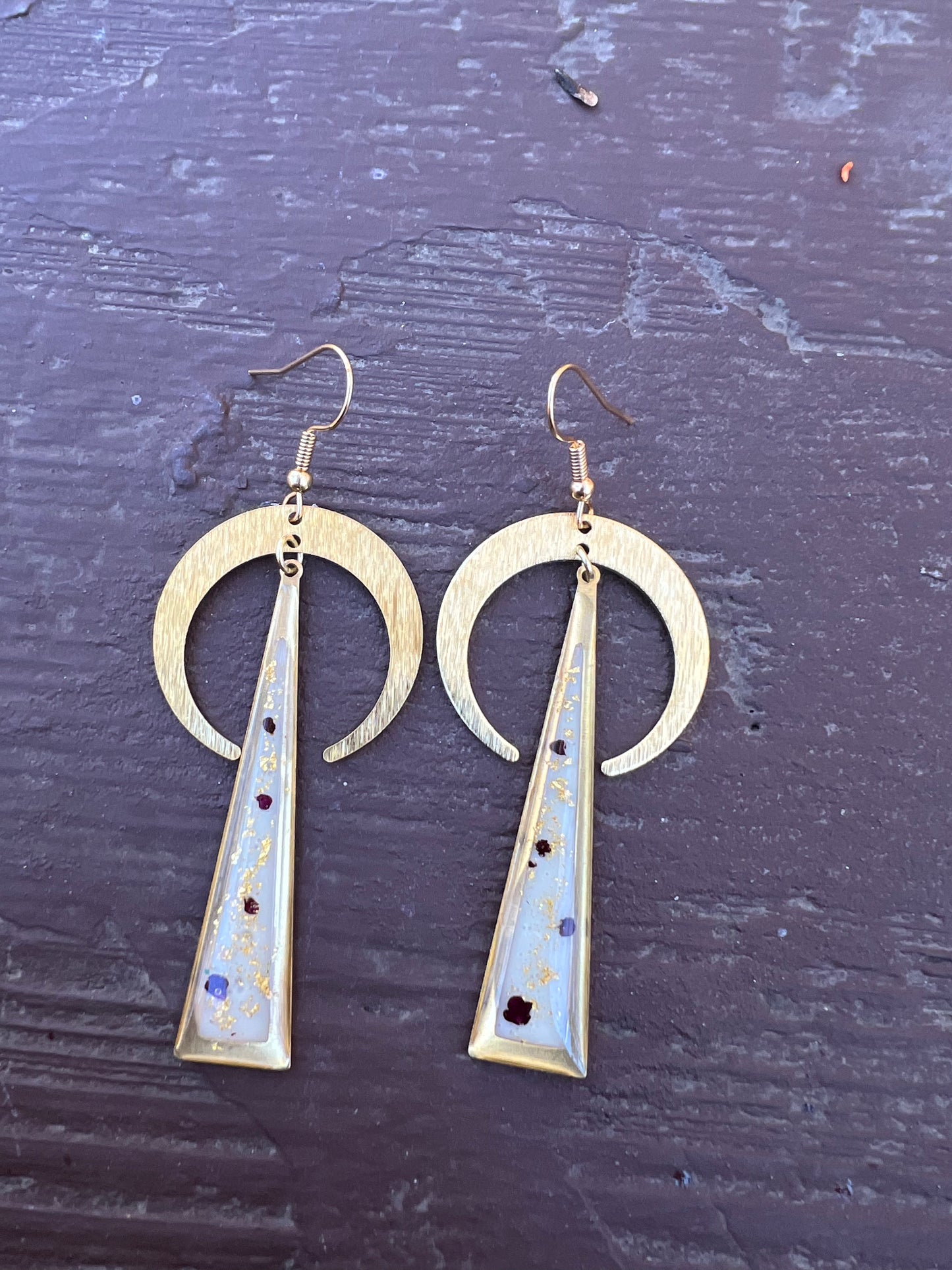 White Crescent Earrings