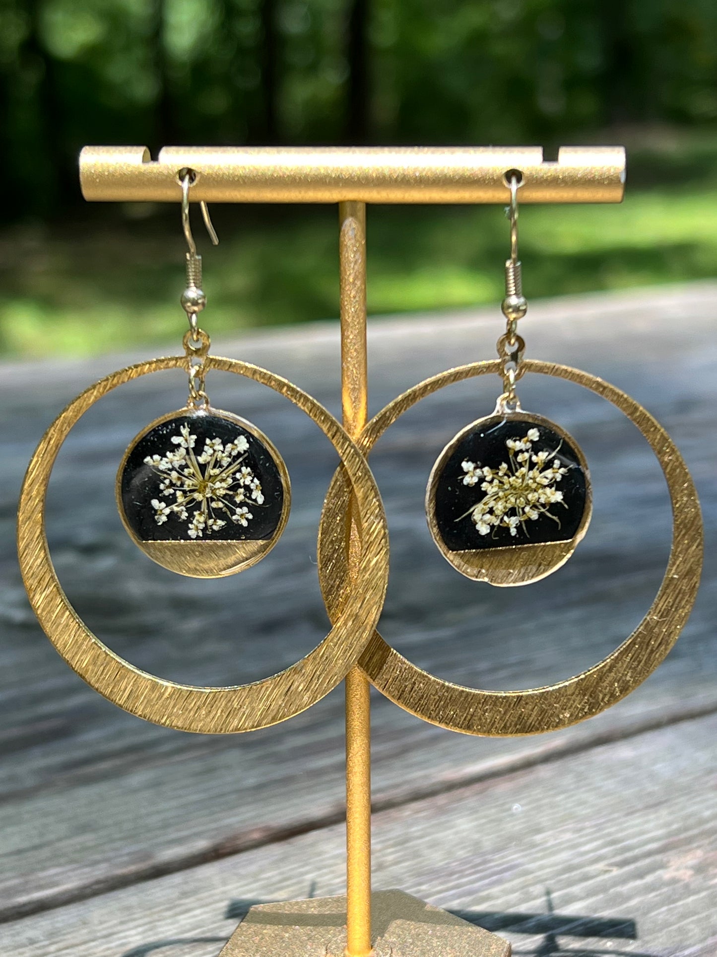 Black Queen Anne’s Lace Hoops