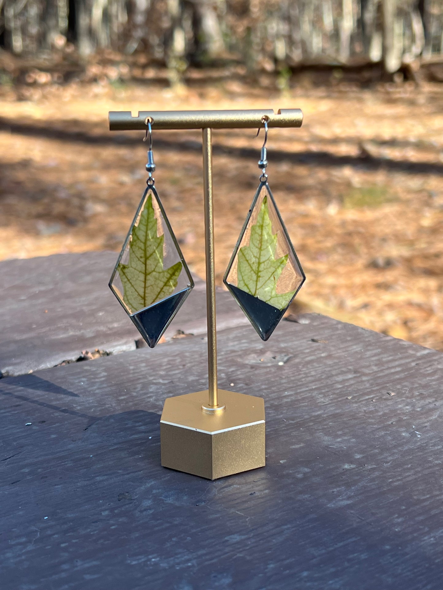 Silver Maple Leaf Diamond Earrings