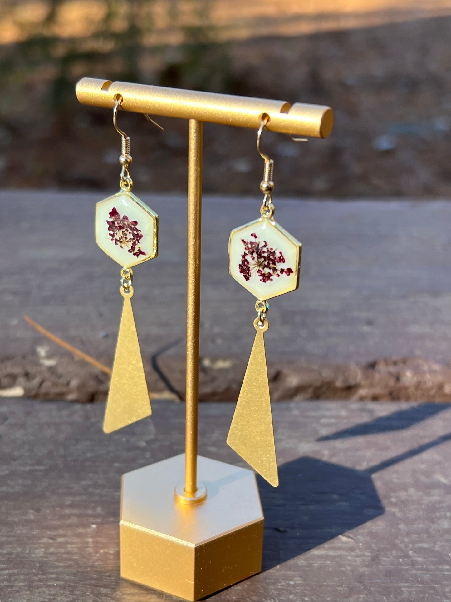 Honeycomb White Chocolate Queen Anne's Lace Earrings