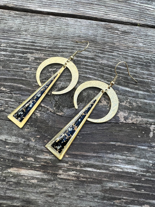 Black Crescent Earrings