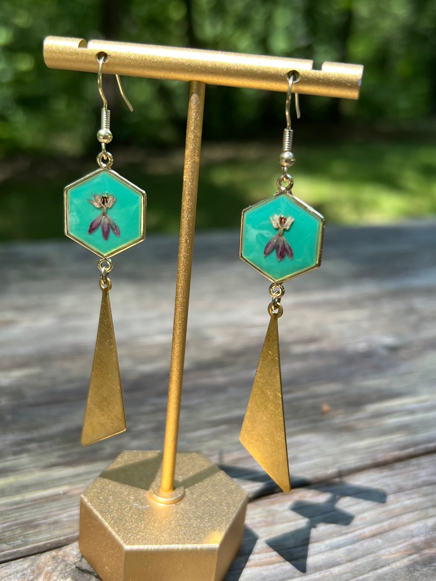Honeycomb Jadeite Swamp Milkweed Earrings