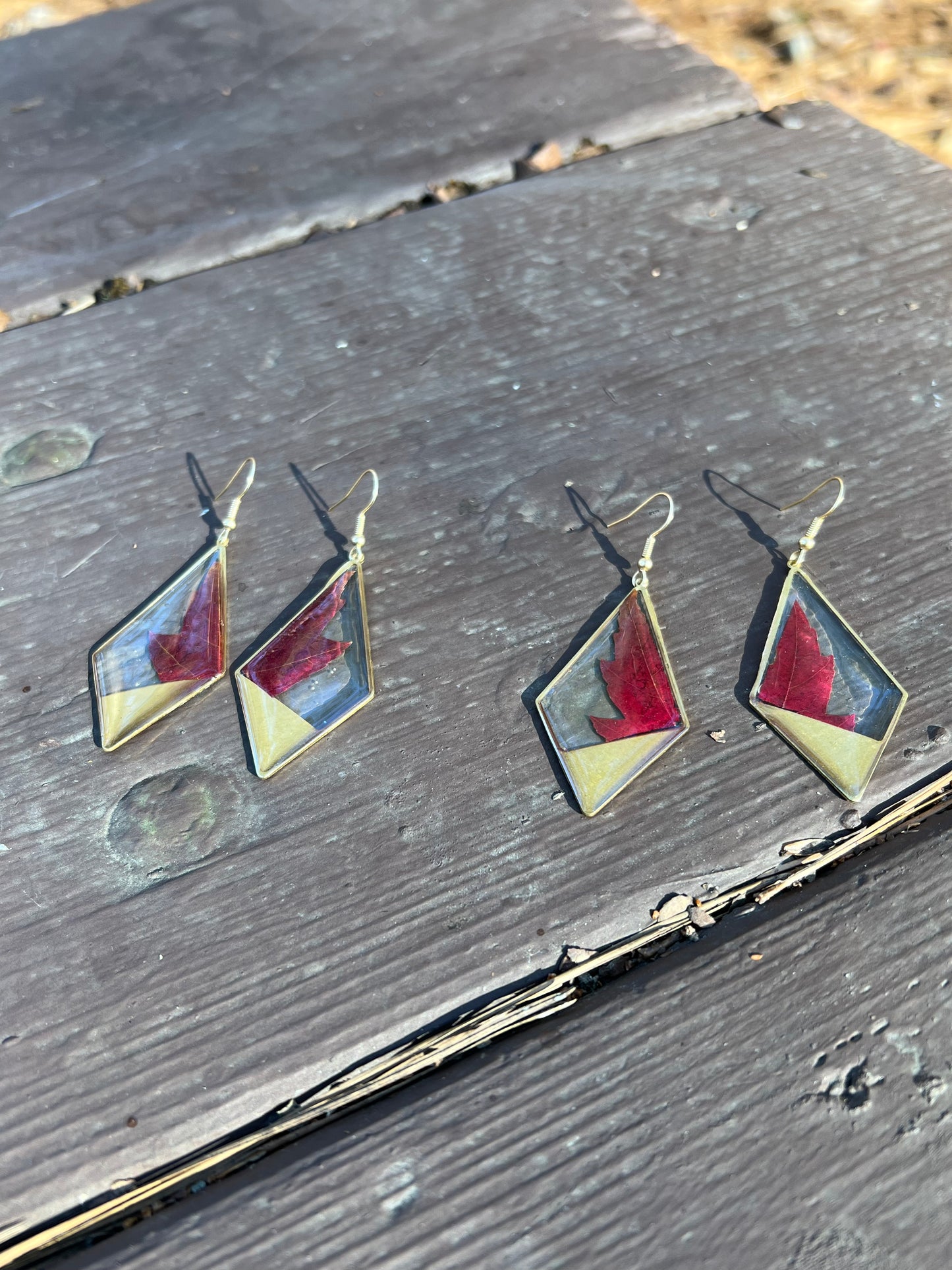 Red Maple Leaf Diamond Earrings