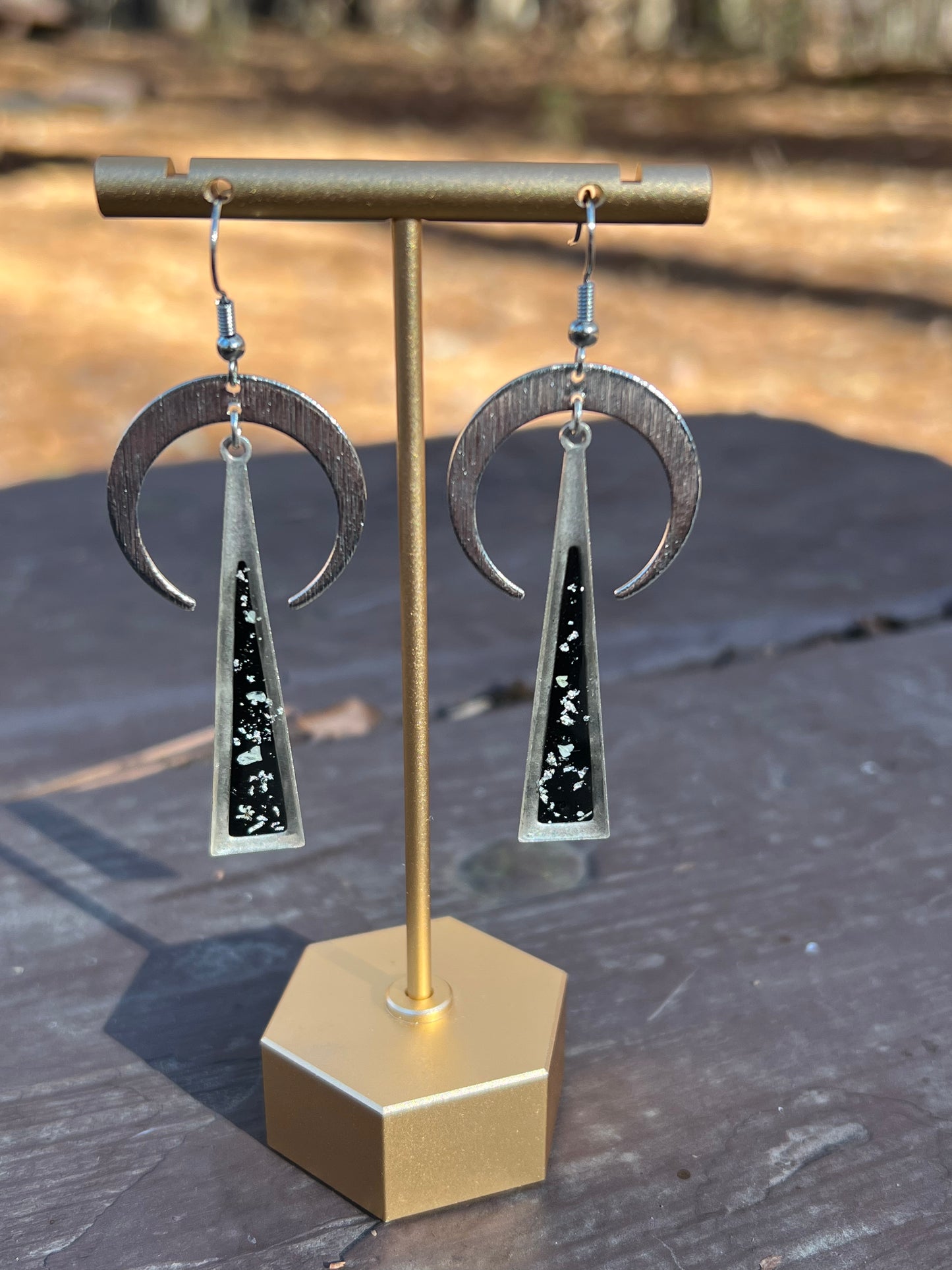 Black Crescent Earrings