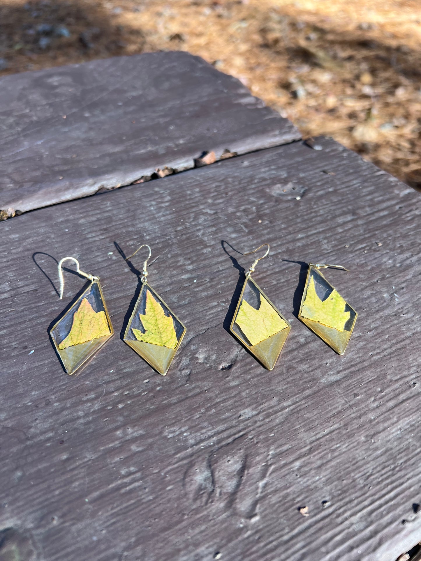 Yellow-Green Maple Leaf Diamond Earrings
