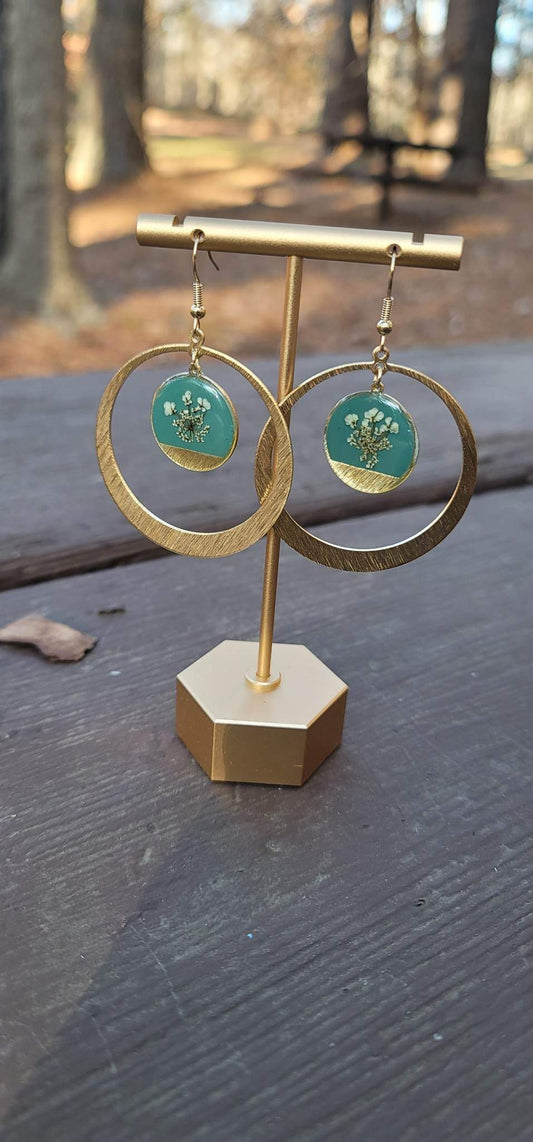 Teal Queen Anne’s Lace Hoops