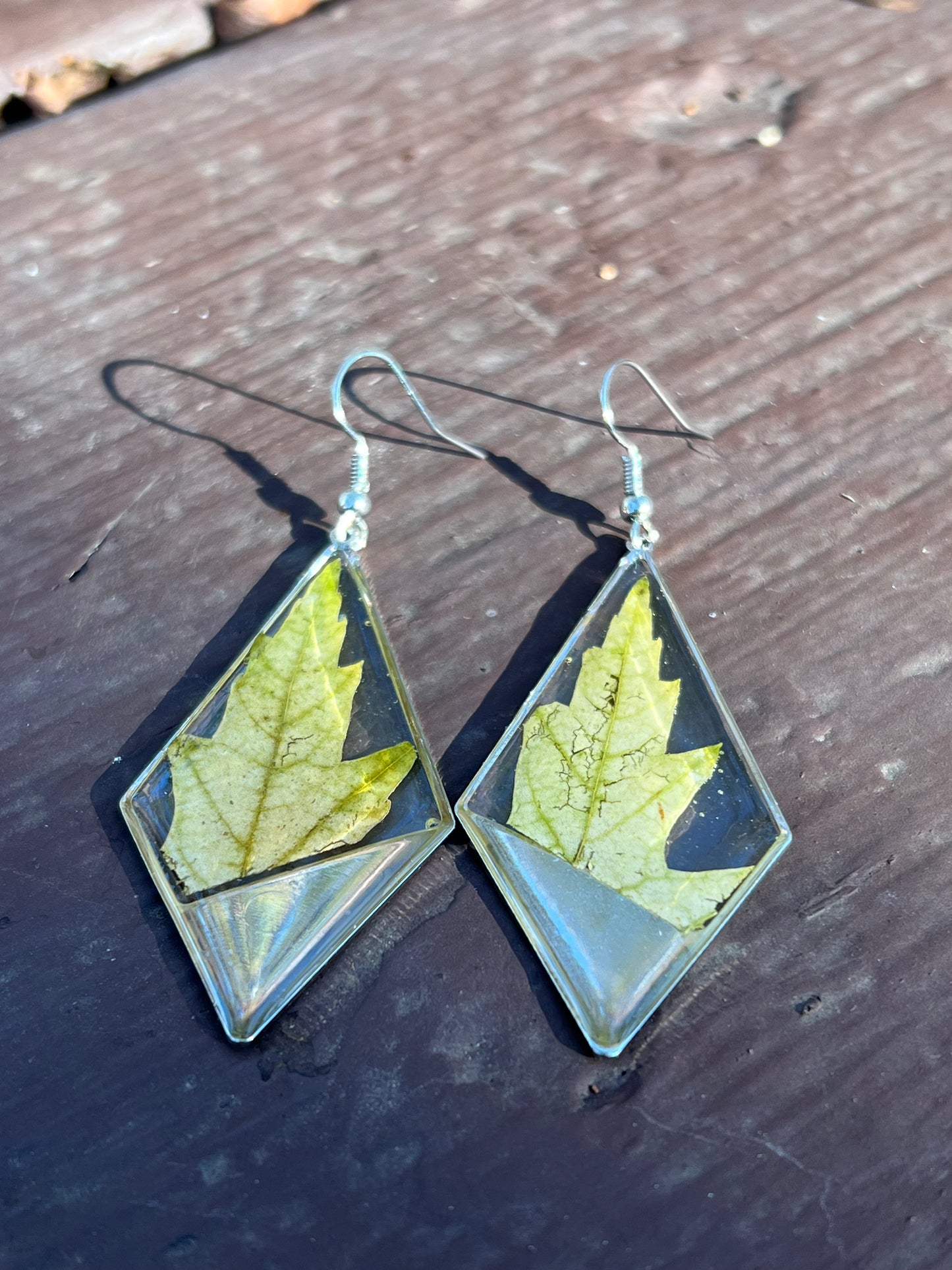 Silver Maple Leaf Diamond Earrings