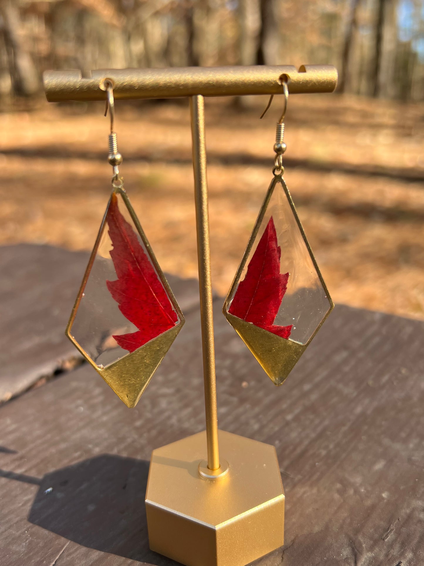 Red Maple Leaf Diamond Earrings