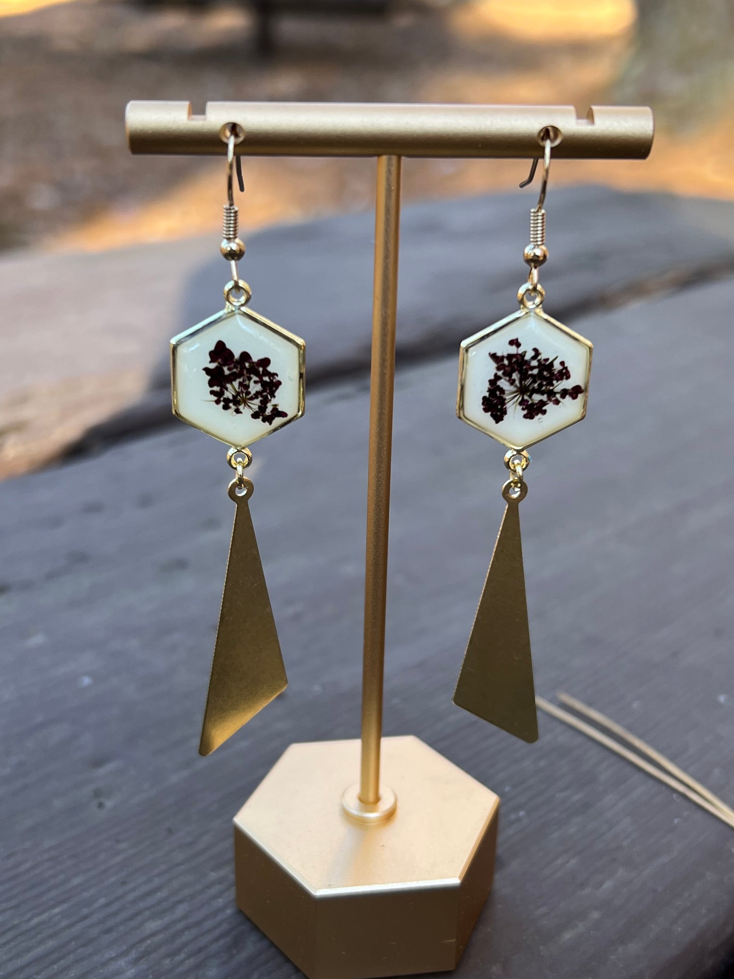 Honeycomb White Chocolate Queen Anne's Lace Earrings