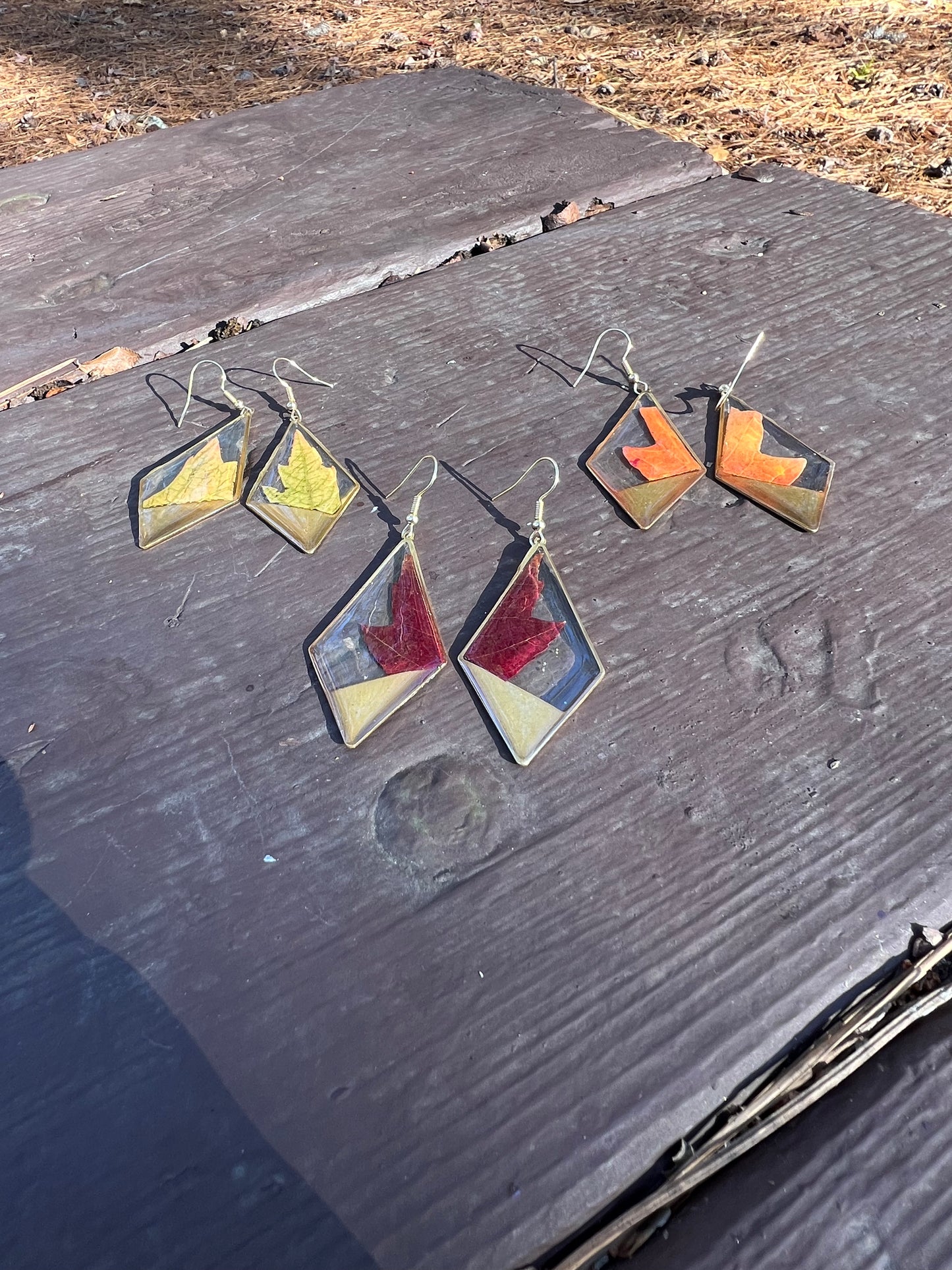 Red Maple Leaf Diamond Earrings