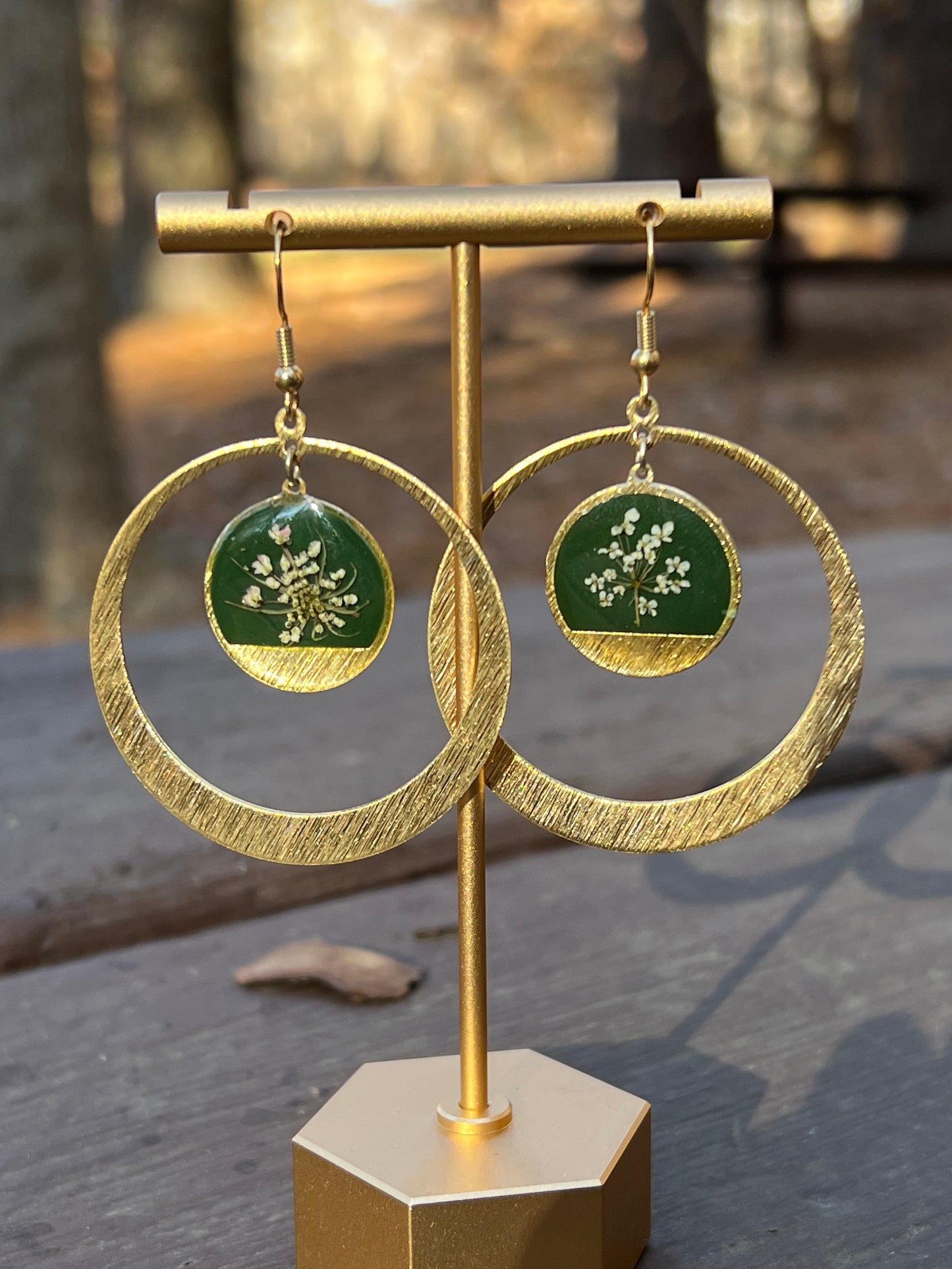 Green Queen Anne’s Lace Hoops