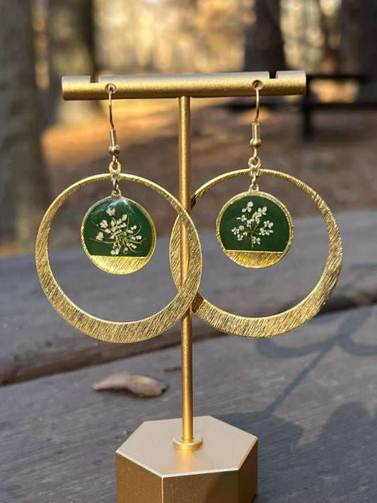 Green Queen Anne’s Lace Hoops