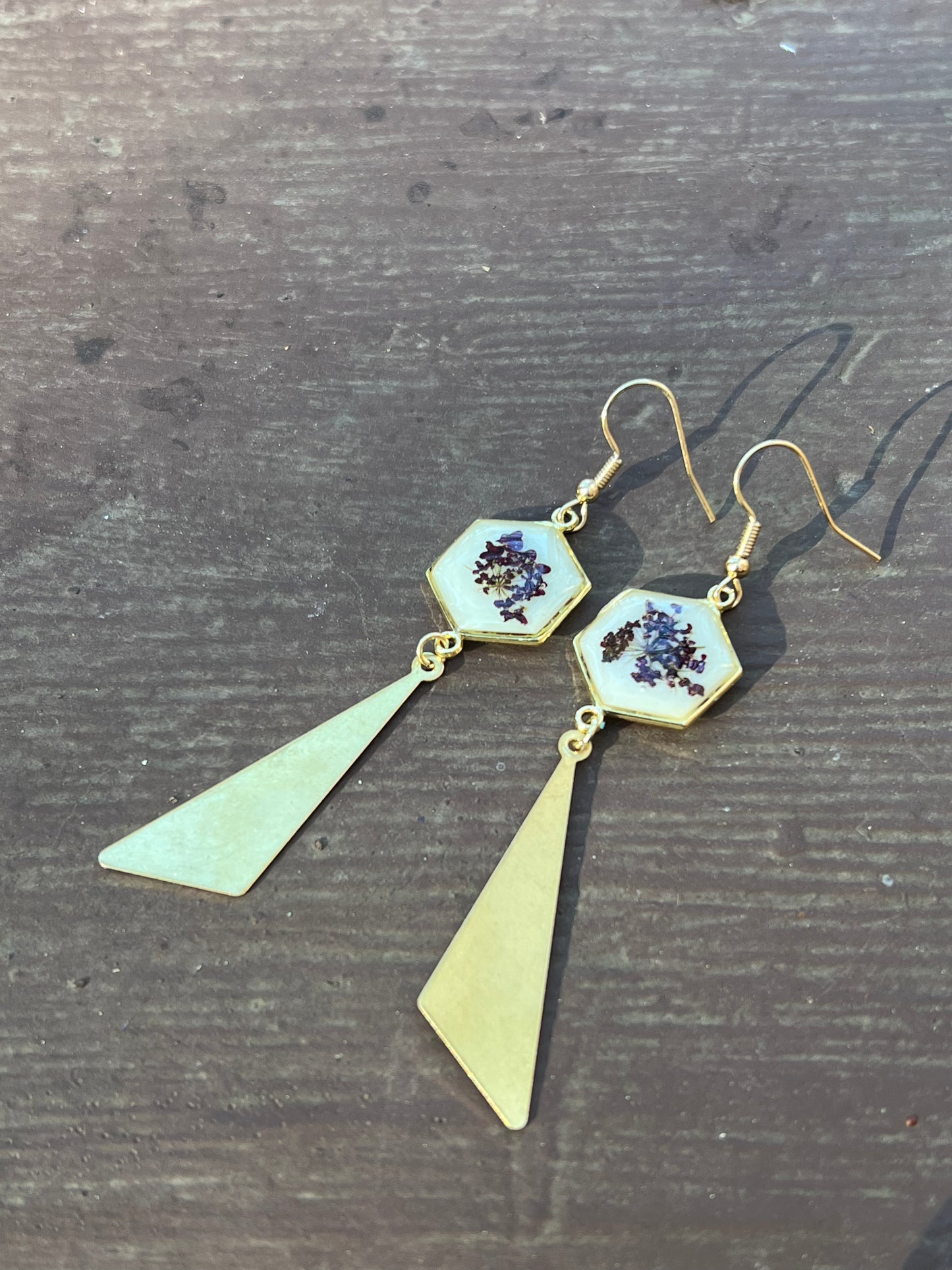 Honeycomb White Chocolate Queen Anne's Lace Earrings