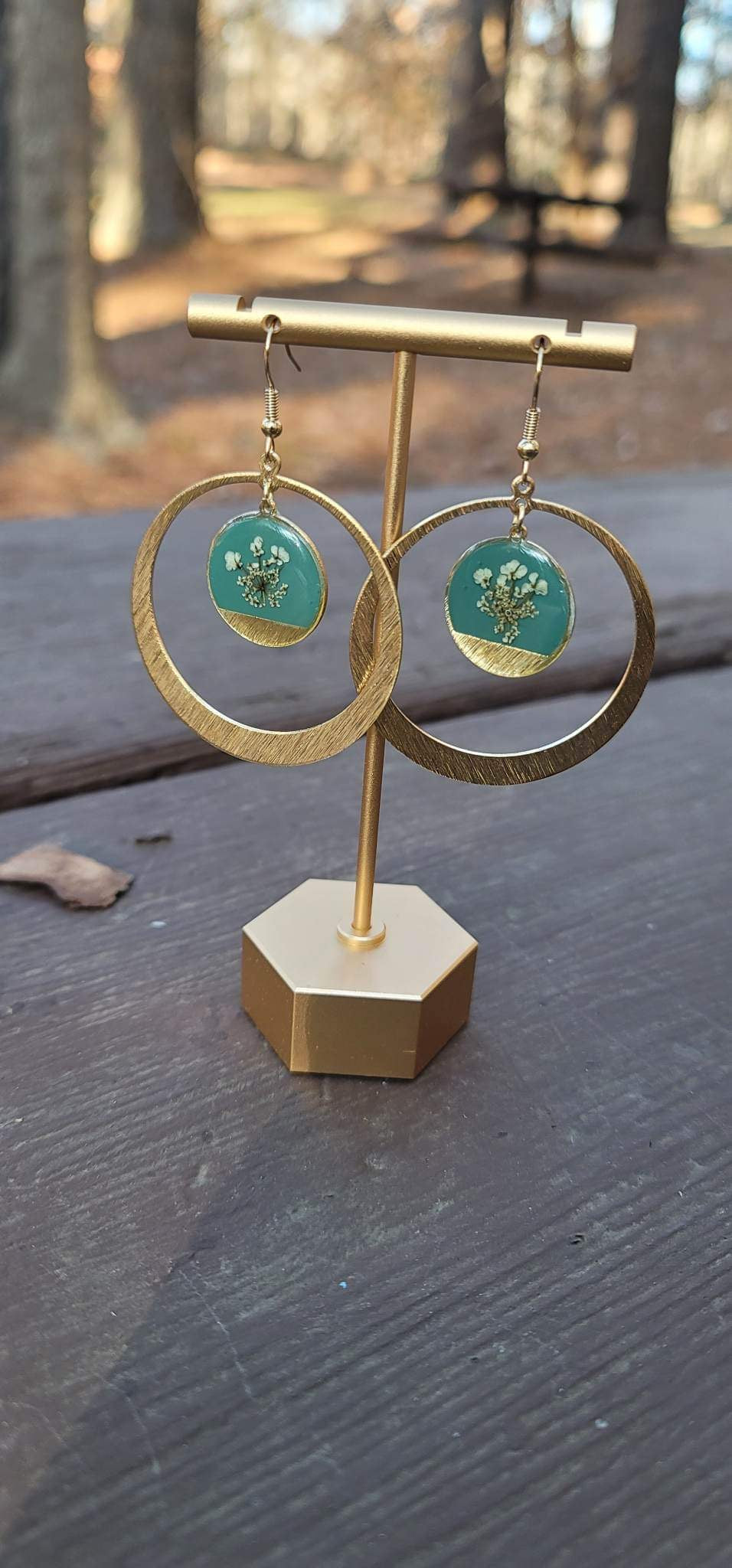 Teal Queen Anne’s Lace Hoops